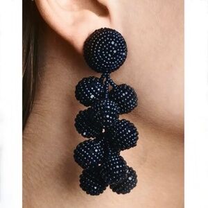 Sachin and Babi blue glass bead clip on earrings